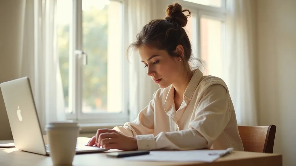Personne concentrée à son bureau, sans distractions